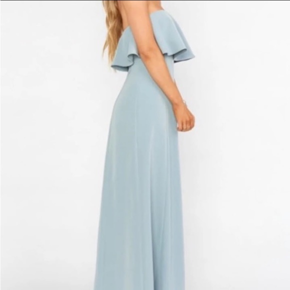 MUMU Weddings Monaco Ruffle Gown
Silver Sage Stretch Crepe - Picture 4 of 4